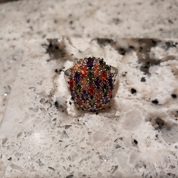 Precious gemstone ring. Platinum over sterling. - Picture 7 of 10